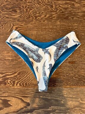 Whale Shark Print Bikini Bottom in Teal Blue